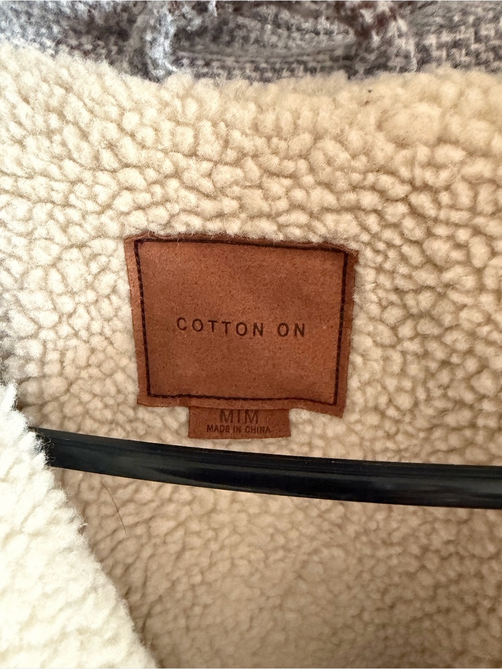 Cotton On Taupe & Cream Plaid Sherpa Jacket - Picture 4 of 6